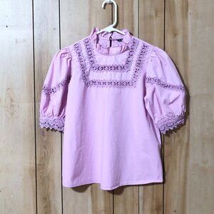 Shein Women Purple Lace Top Puffy Sleeve Size XS